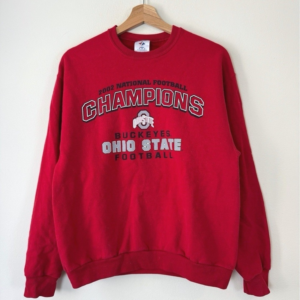 Vintage Ohio State Buckeyes 2002 Champion Football NCAA Red Sweatshirt -‎ Medium